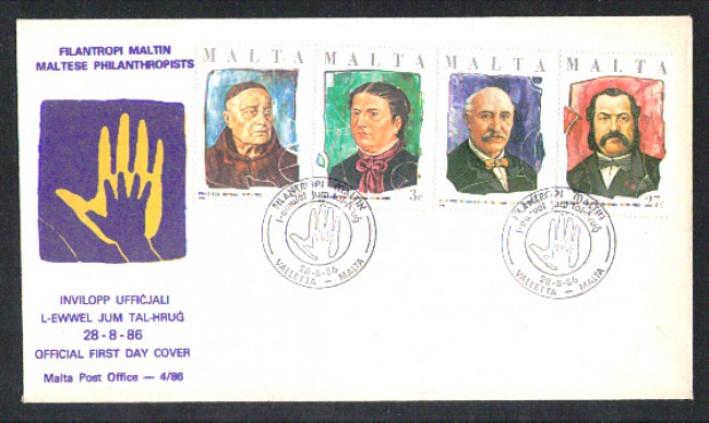 1986 - LOTTO/MLT735FDC - MALTA - FILANTROPI MALTESI - BUSTA FDC