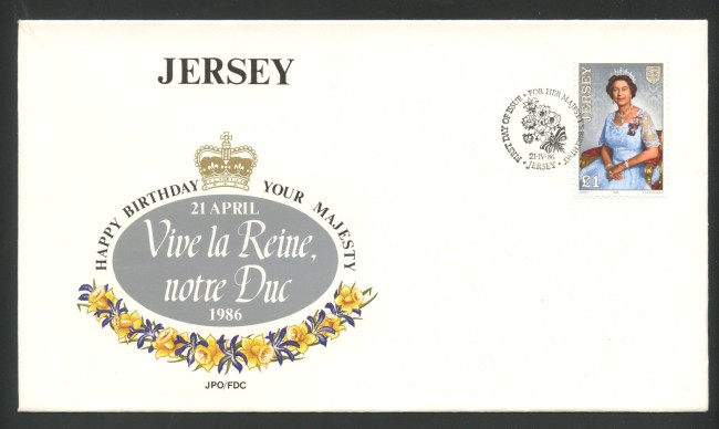 1986 - JERSEY - LOTTO/41754 - 60° COMPLEANNO DELLA REGINA - BUSTA FDC