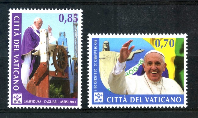 2014 - VATICANO - VIAGGI DEL PAPA 2v. - NUOVI - LOTTO/30723