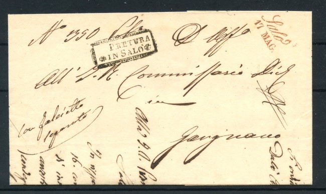 1850 - LOMBARDO VENETO - LOTTO/43206 -  LETTERA SALO' ANNULLO IN ROSSO