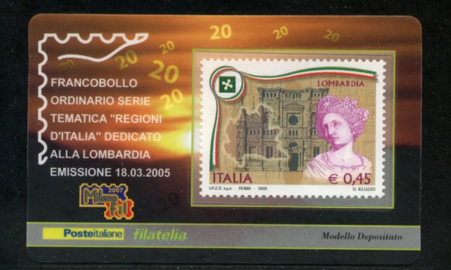 2005 - LOTTO/20957 - REPUBBLICA - 45c. REGIONE LOMBARDIA - TESSERA FILAT.