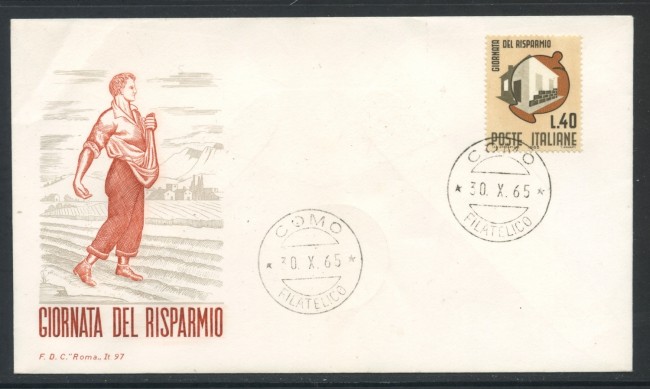 1965 - REPUBBLICA - GIORNATA DEL RISPARMIO - BUSTA FDC - LOTTO/28608
