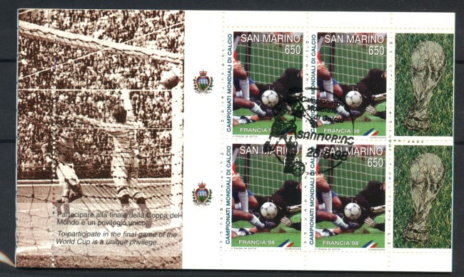 1998 - LOTTO/8191LU - SAN MARINO - MONDIALI DI CALCIO LIBRETTO FDC