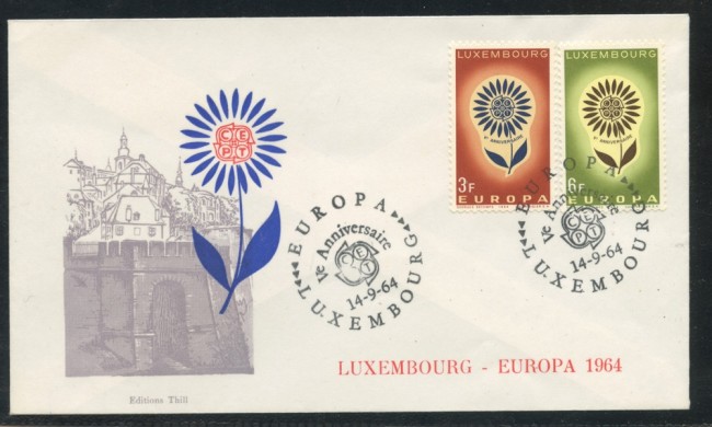 1964 - LUSSEMBURGO - EUROPA 2v. BUSTA FDC - LOTTO/25111