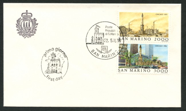 1986 - LOTTO/8064ZB - SAN MARINO - AMERIPEX - BUSTA FDC