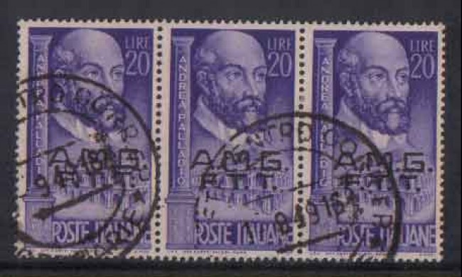 1949 - LOTTO/4221 - TRIESTE A -  20 LIRE A.PALLADIO STRISCIA USATA