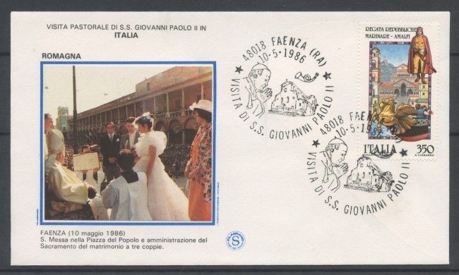1986 - FAENZA (RA) - VISITA DI PAPA GIOVANNI PAOLO II° - BUSTA - LOTTO/31105