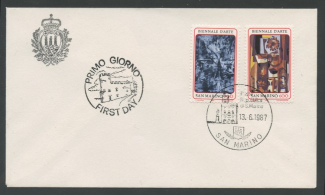 1987 - LOTTO/15341 - SAN MARINO - BIENNALE D'ARTE - BUSTA FDC