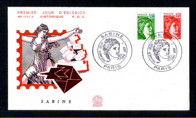 1980 - LOTTO/10925 - FRANCIA - SABINE 2v. - BUSTA FDC