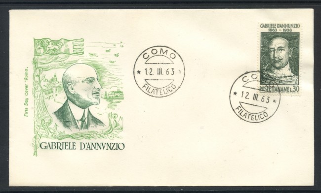 1963 - REPUBBLICA - GABRIELE D'ANNUNZIO - BUSTA FDC - LOTTO/28586