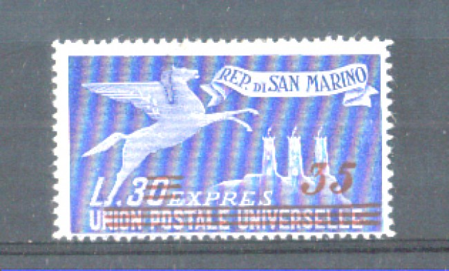 1947/48 - LOTTO/RSME18L - SAN MARINO - 35 SU 30 LIRE ESPRESSO LING.