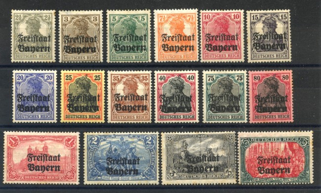 1019 - GERMANIA BAVIERA - LOTTO/38663 - FRANCOBOLLI SOVRASTAMPATI 16v. - LINGUELLATI