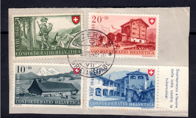 1948 - SVIZZERA - LOTTO/31364U -  PRO PATRIA 4v. - USATI -