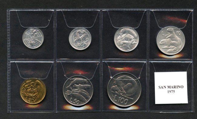 1975 - SAN MARINO - LOTTO/M47360 - SERIETTA 7 MONETE FIOR DI CONIO