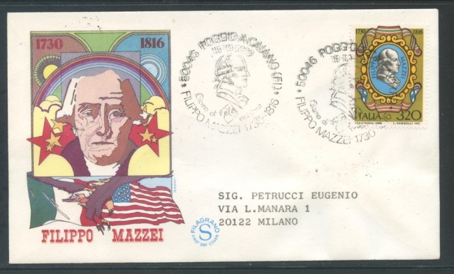 1980 - REPUBBLICA - FILIPPO MAZZEI - BUSTA FDC FILAGRANO VIAGGIATA - LOTTO/27395