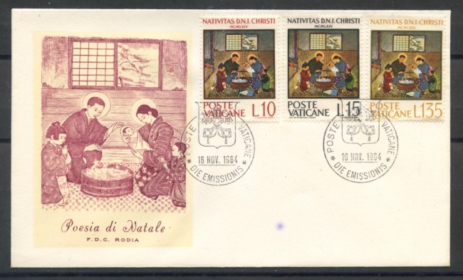 1964 - VATICANO - NATALE . BUSTA FDC RODIA - LOTTO/27679