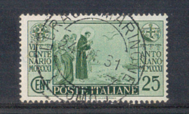1931 - LOTTO/REG293U - REGNO - 25c. S.ANTONIO - USATO
