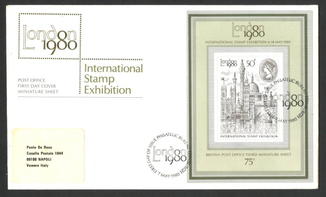 1980 - GRAN BRETAGNA - LOTTO/47687 - LONDON 80 FOGLIETTO ESPOSIZIONE SU BUSTA FDC
