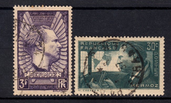 1937 - FRANCIA - LOTTO/15446 - AVIATORE   J. MERMOZ 2v. - USATI