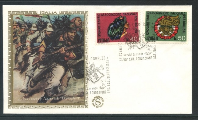 1974 - REPUBBLICA - ASSOCIAZIONE BERSAGLIERI - BUSTA FDC FILAGRANO - LOTTO/27438