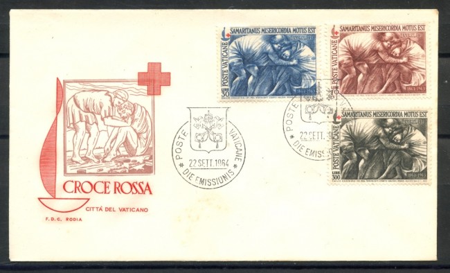 1964 - VATICANO - CENTENARIO CROCE ROSSA - BUSTA FDC RODIA - LOTTO/27685