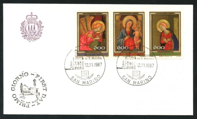 1987 - LOTTO/15379 - SAN MARINO - NATALE TRITTICO - BUSTA FDC