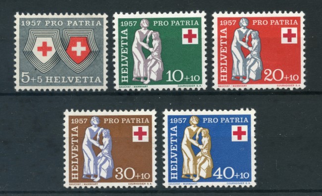 1957 - LOTTO/23952 - SVIZZERA - PRO PATRIA CROCE ROSSA 5v. - NUOVI