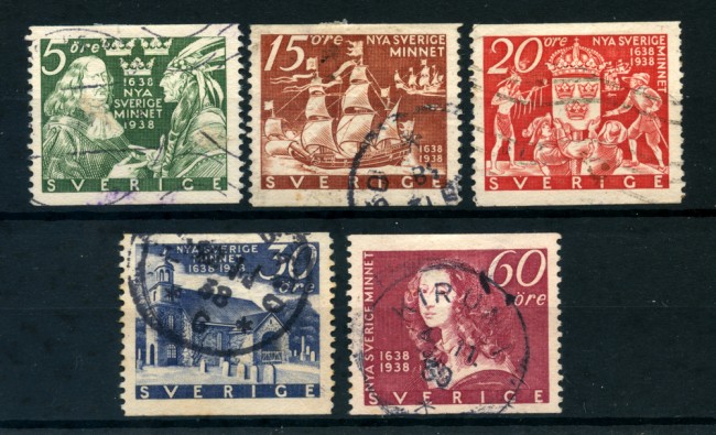 1938 - LOTTO/24047 - SVEZIA - COLONIA NUOVA SVEZIA 5v. - USATI