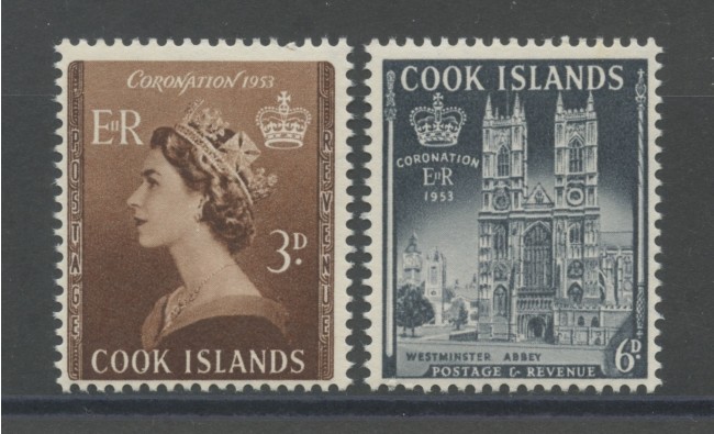 1953 - ISOLE COOK - INCORONAZIONE REGINA ELISABETTA 2v. - NUOVI - LOTTO/34330