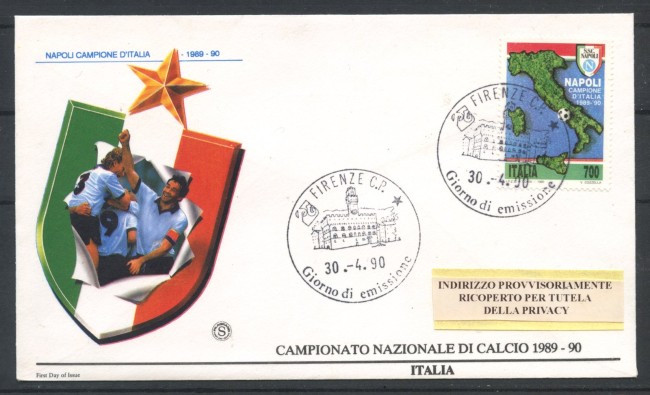 1990 - REPUBBLICA - LOTTO/39127 - NAPOLI CAMPIONE - BUSTA FDC