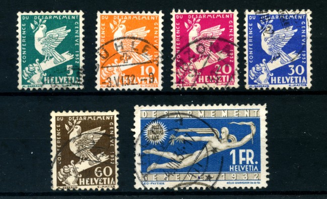 1932 - LOTTO/22836 - SVIZZERA - CONFERENZA DISARMO 6V. - USATI