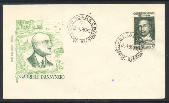 1963 - REPUBBLICA - GABRIELE D'ANNUNZIO - BUSTA FDC - LOTTO/28585