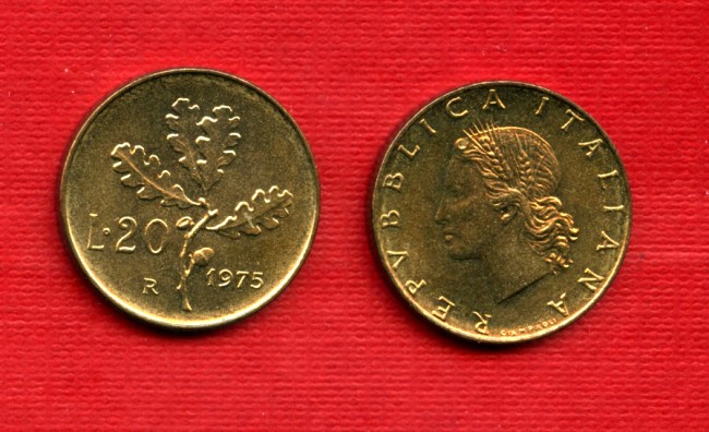 1975 - LOTTO/M21689 - REPUBLICA - 20 LIRE  RAMO DI QUERCIA