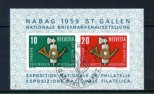 1959 - LOTTO/10624U - SVIZZERA - NABAG  ESPOSIZ. FILATELICA FOGLIETTO - USATO