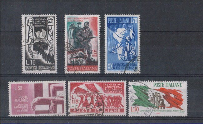 1965 - LOTTO/6436U - REPUBBLICA - ANNIV.RESISTENZA 6v. USATI