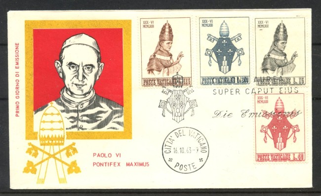 1963 - VATICANO - LOTTO/48373 - INCORONAZIONE DI PAPA PAOLO VI° - BUSTA FDC