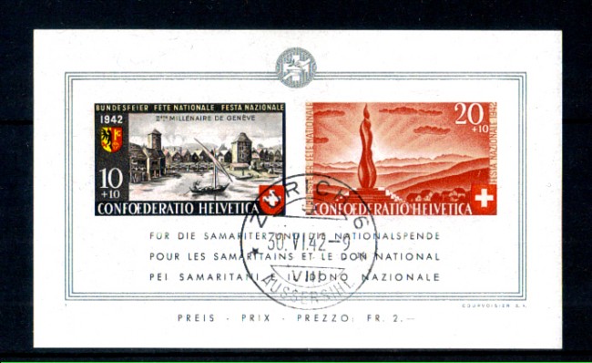 1942 - LOTTO/10656U - SVIZZERA - PRO PATRIA CITTA' DI GINEVRA - FOGLIETTO USATO