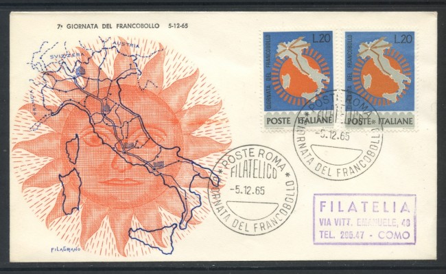 1965 - REPUBBLICA - GIORNATA DEL FRANCOBOLLO - BUSTA FDC - LOTTO/28606