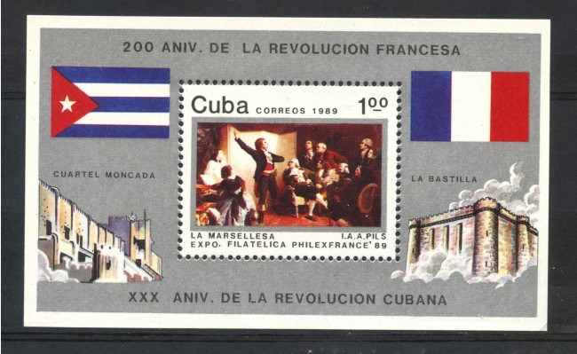 1989 - CUBA - RIVOLUZIONE FRENCESE - FOGLIETTO NUOVO - LOTTO/29365