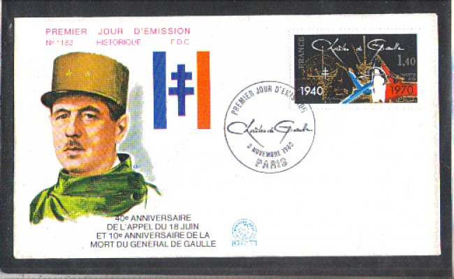 1980 - LOTTO/FRA2114FDC - FRANCIA - DE GAULLE - BUSTA FDC