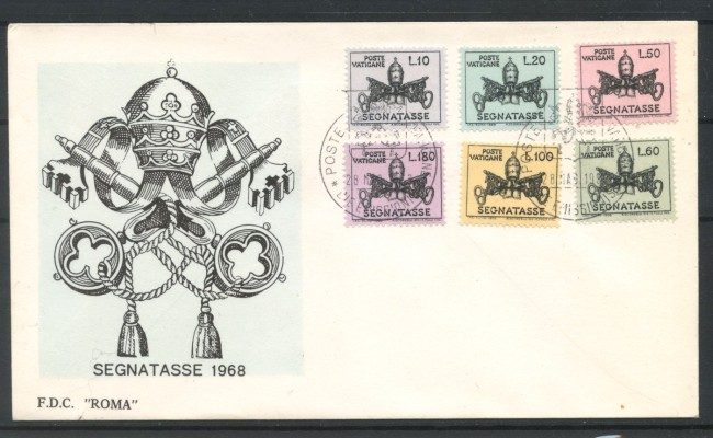 1968 - VATICANO - LOTTO/47698 - SEGNATASSE 6v. - BUSTA FDC