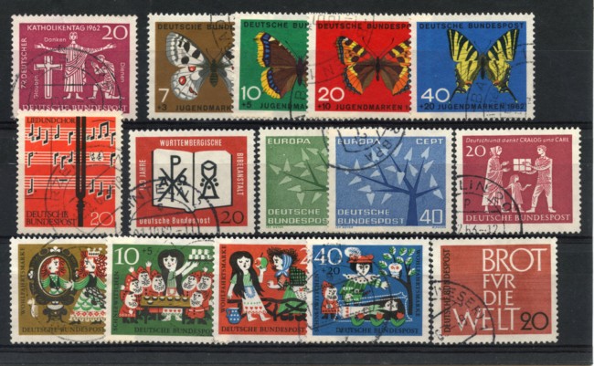 1962 - LOTTO/18855 - GERMANIA FEDERALE - ANNATA COMPLETA 15v. - USATI