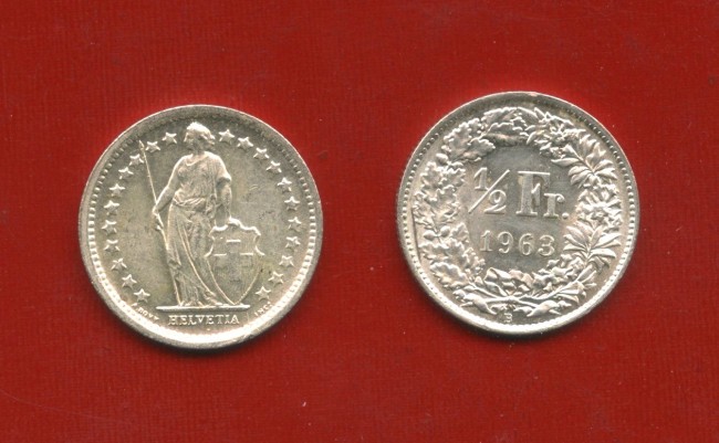 1963 - LOTTO/M47486 - SVIZZERA - 1/2 FRANCO ARGENTO