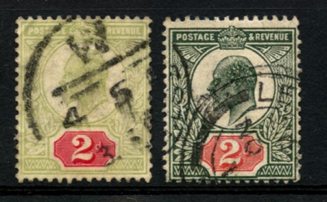 1902 - LOTTO/12141 - GRAN BRETAGNA - 2p. RE EDOARDO - 2v. USATI