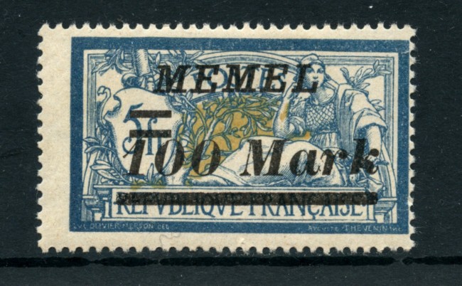 GERMANIA - MEMEL - 1922 - LOTTO/24355 - 100m. su 5 Fr. AZZURRO - LING.