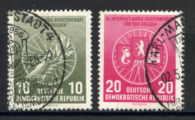 1956 - GERMANIA DDR - CORSA CICLISTICA 2v. - USATI - LOTTO/36108U