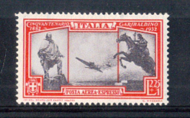 1932 - LOTTO/REGA40L - REGNO - 2,25+1 LIRA AEROESPRESS.GARIBALDI