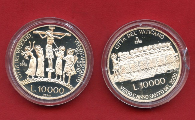 Vatican City 1998 Holy Year Set of 2 Commemorative Silver Coins - Proof - LOTTO/M48606