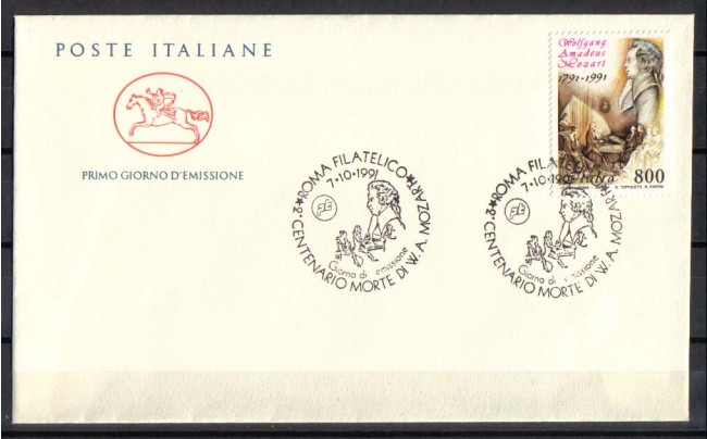 1991 - LOTTO/6971ZC - REPUBBLICA  -  W.A.MOZART - FDC