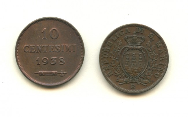 1938 - LOTTO/M17630 - SAN MARINO - 10 CENTESIMI  RAME